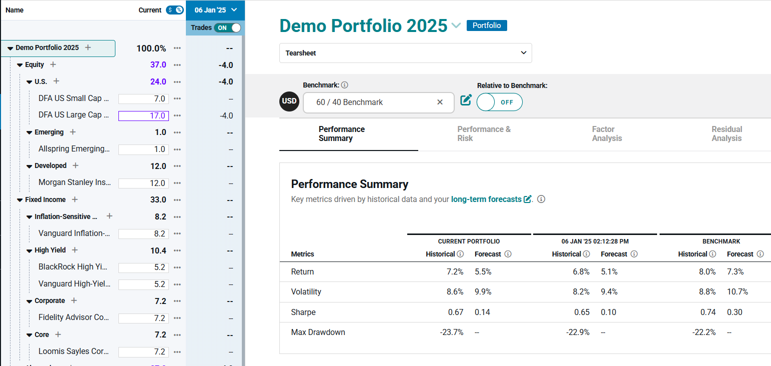 Portfolio Construction Screenshot